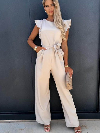 lovwvol Fashion Butterfly Sleeve Wide Leg Jumpsuit Women 2023 Summer Casual Elegant Romper Vintage Streetwear Jumpsuits Overalls Women