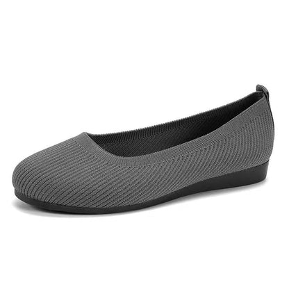 Spring Autumn Casual Shoes For Women Slip-on Pump Knit Single Flat Shoes Breathable Round Toe Ladies Cloth Loafers Large Sized