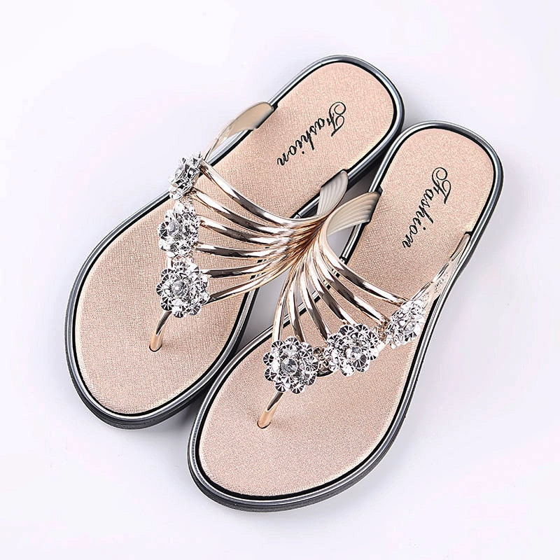 lovwvol Women's Flat Flip Flops Fashion Casual Slippers Flower Lightweight Sandals Non-slip Party Beach Shoes Chanclas Verano Mujer