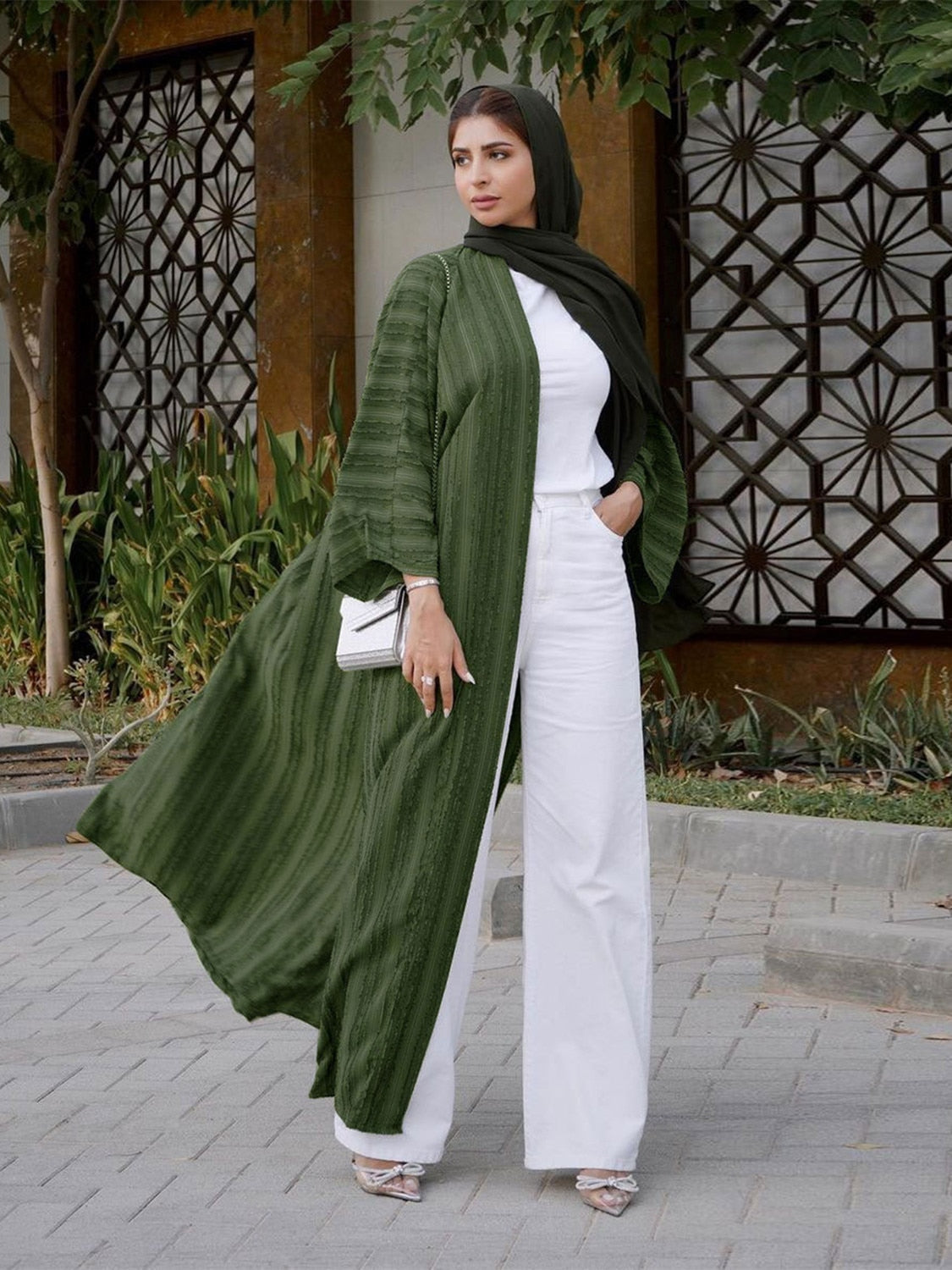 Ramadan Eid Djellaba Abaya Dubai Long Sleeve Muslim Dress Kimono Opened Abaya Dubai Muslim Cardigan Islam Abayas With Belt WY709