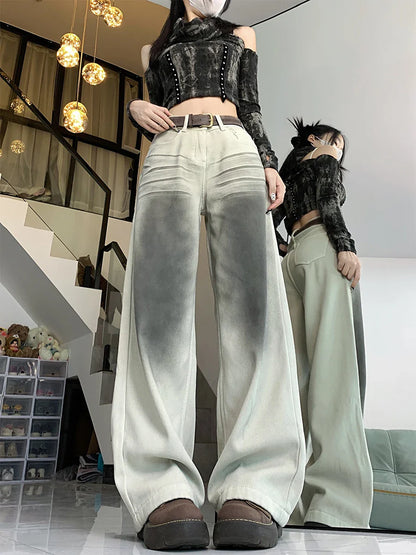 lovwvol  -  Women's Cargo Jeans Vintage Y2k 90s Aesthetic Baggy Denim Trousers Harajuku Oversize Cowboy Pants Emo 2000s Trashy Clothes