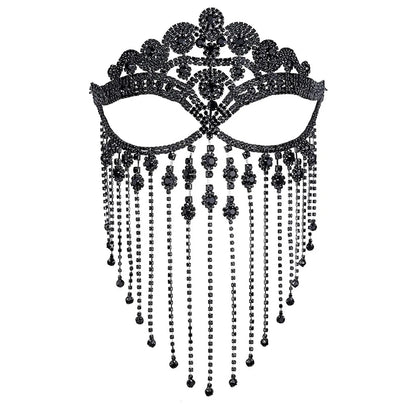 New Tassel Veil Masks Women Headwear Rhinestone Chains Face Mask Masquerade Dance Party Costume Sexy Face Accessories Jewelry