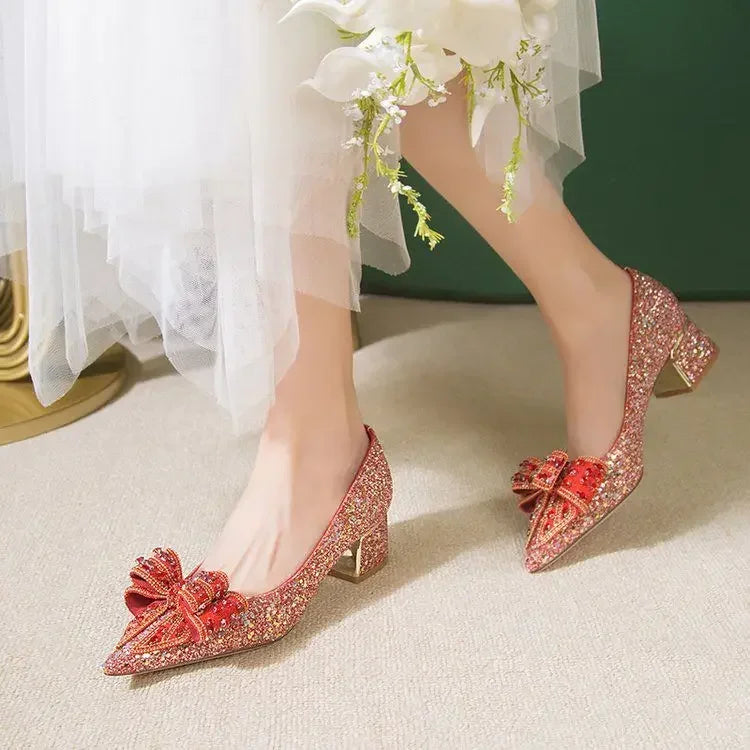 Women's Summer Footwear Stilito Rhinestone Shoes for Woman  with Wedding Bride Genuine Mark Chic and Elegant A Comfortable E