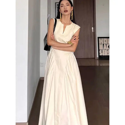 lovwvol HOUZHOU Vintage Elegant Sleeveless Dress Maxi Dresses for Women 2024 Summer One-piece Long Evening Casual Wedding Party Dress