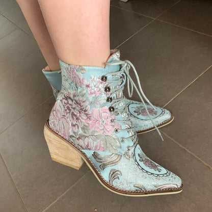 lovwvol Women ankle boots free big size 22-26.5cm length shipping women shoes winter woman embroidered  Flower fashion all match