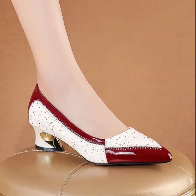 Women Fashion Elegant Bow Tie Party Square Heel Navy Blue Pumps Female Cute Comfort Spring & Autumn Heel Shoes