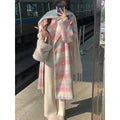 lovwvol Winter Rainbow Woollen Coats Women Casual Warm Loose Plaid Long Coats Female Korean Fashion Office Lady Trench Jackets Y2k