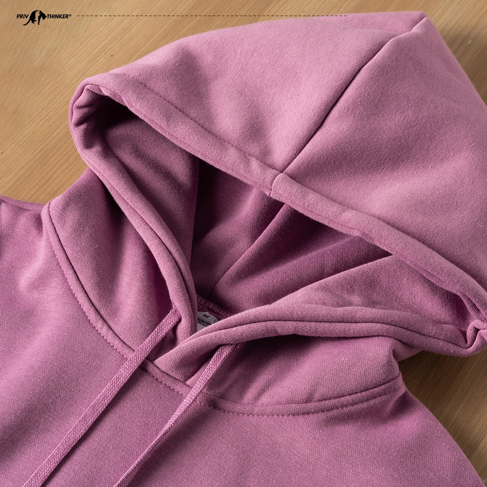 lovwvol     Woman's Sweatshirts Solid Drop Shoulder Korean Female Hooded Pullovers 2023 Thicken Warm Oversized Hoodies Women