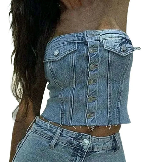 lovwvol Women y2k Clothes Crop Corset Tops Summer 2024 T-shirts Harajuku Vintage Grunge Aesthetic Women Tube Top Streetwear 90s