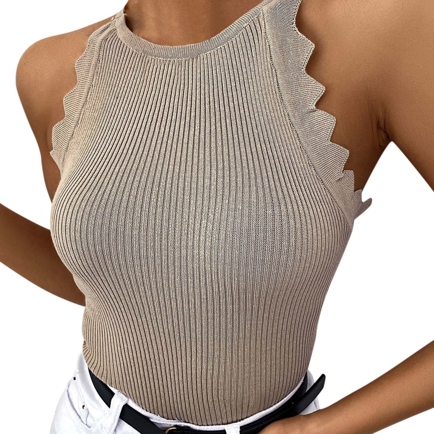 lovwvol lovwvol Sexy Slim Fit Knitting Tank Tops Women Vest Round Neck Sleeveless Pullover Top Camis Harajuku Summer Ladies Solid Casual Tanks