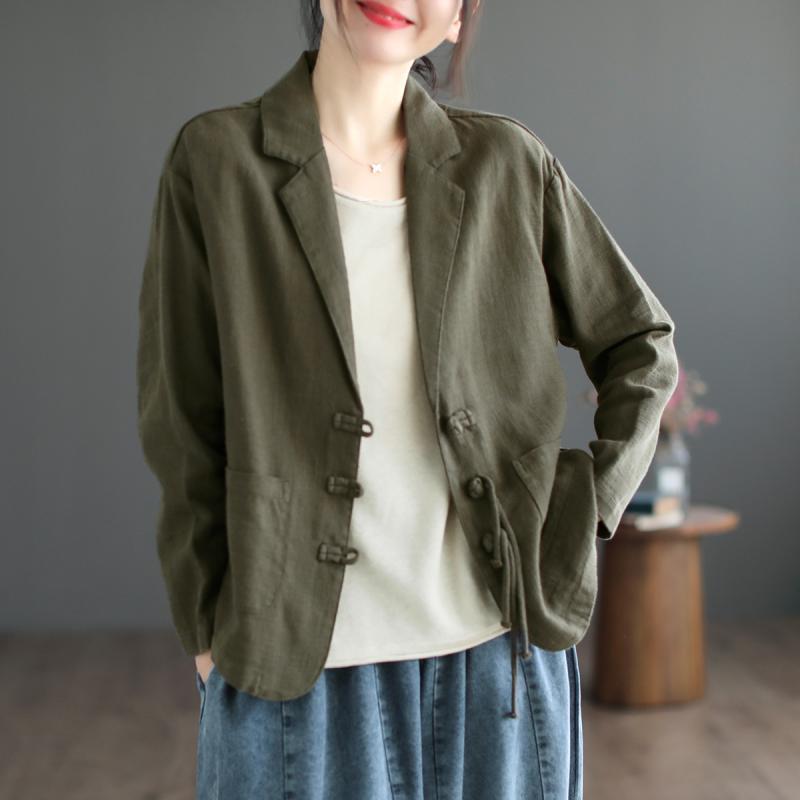 Thin Blazer Women Coats Women Clothing Fashion Clothes Casual Vintage Spring Elegant Cotton Linen Streetwear Autumn Comfortable