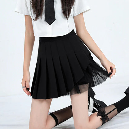 Skirt Shorts Summer Clothes For Women  Fashion Harajuku Korean Style Holiday Outfits With Mesh White Mini Pleated Skirts