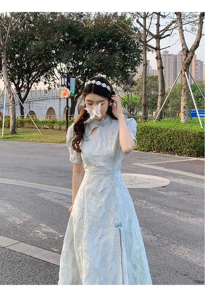 lovwvol   Autumn Vintage Split Fairy Dress Women Elegant Korean Style Formal Cheongsam Dresses Female Casual Fashion Party Dress New