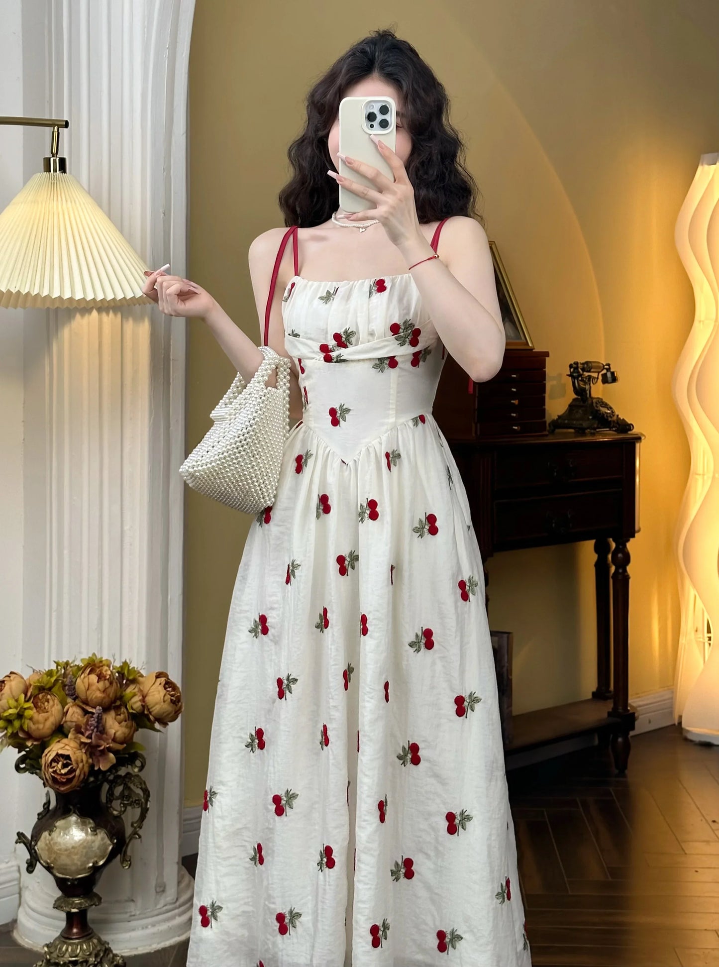 lovwvol Sweet Elegant Strap Dress Women Casual Floral Fairy Midi Dress Female 2024 Summer Fashion Korean Beach Vacation Dress Casual Y2k