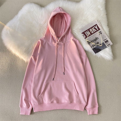 lovwvol     Woman's Sweatshirts Solid Drop Shoulder Korean Female Hooded Pullovers 2023 Thicken Warm Oversized Hoodies Women