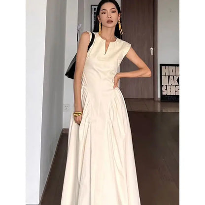 lovwvol HOUZHOU Vintage Elegant Sleeveless Dress Maxi Dresses for Women 2024 Summer One-piece Long Evening Casual Wedding Party Dress