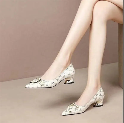 Women Fashion Elegant Bow Tie Party Square Heel Navy Blue Pumps Female Cute Comfort Spring & Autumn Heel Shoes