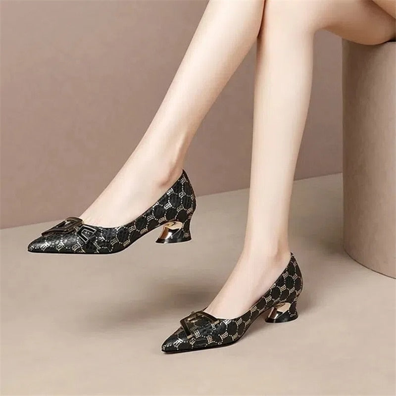 Women Fashion Elegant Bow Tie Party Square Heel Navy Blue Pumps Female Cute Comfort Spring & Autumn Heel Shoes