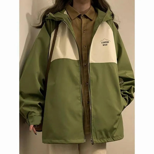 Vintage Harajuku Techwear Jacket Women Oversize Y2k Streetwear Track Jackets Outdoor Japanese Windbreaker Zipper Hooded