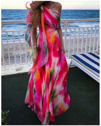 lovwvol Long Dress Women Y2k Party Dresses High Waist Tie Dye Print Elegant Prom Dress Sexy Work Maxi Beach Vacation Vestidos