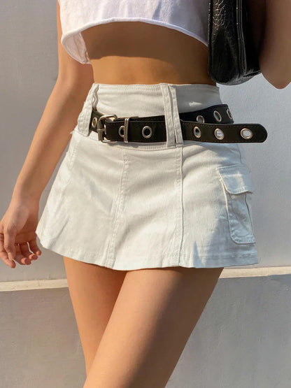 lovwvol   Aesthetic Harajuku High Waist Mini Skirt Summer Casual A Line Hot Shorts Skirts Women Black White Gothic Kawaii