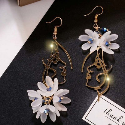 New Flower Bohemia Hanging Earrings Women Fashion Long Tassel Rhinestone Flowers Earring Female Wedding Party Jewelry Gift