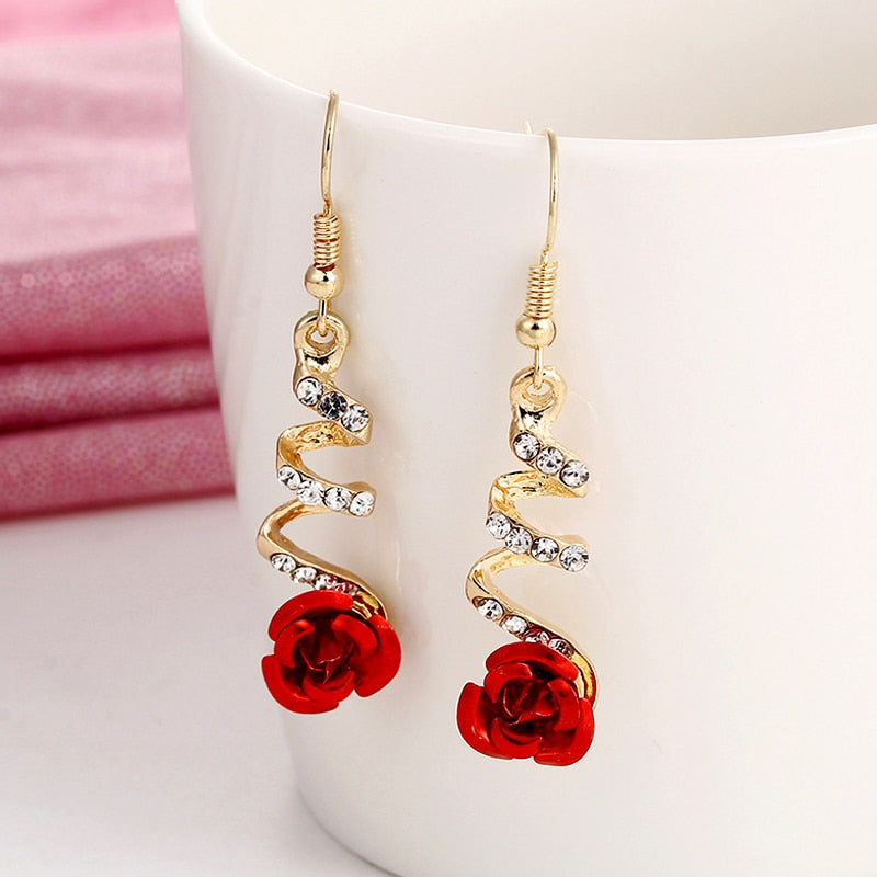 New Korean Style Flower Asymmetrical Dangle Earrings for Women Shiny Rhinestone Long Tassel Cute Cat Earring Sweet Jewelry