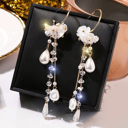 New Flower Bohemia Hanging Earrings Women Fashion Long Tassel Rhinestone Flowers Earring Female Wedding Party Jewelry Gift