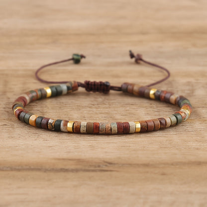 Boho-Chic Natural Stone Beaded Bracelet – Adjustable, Perfect for August Birthdays & Valentine's