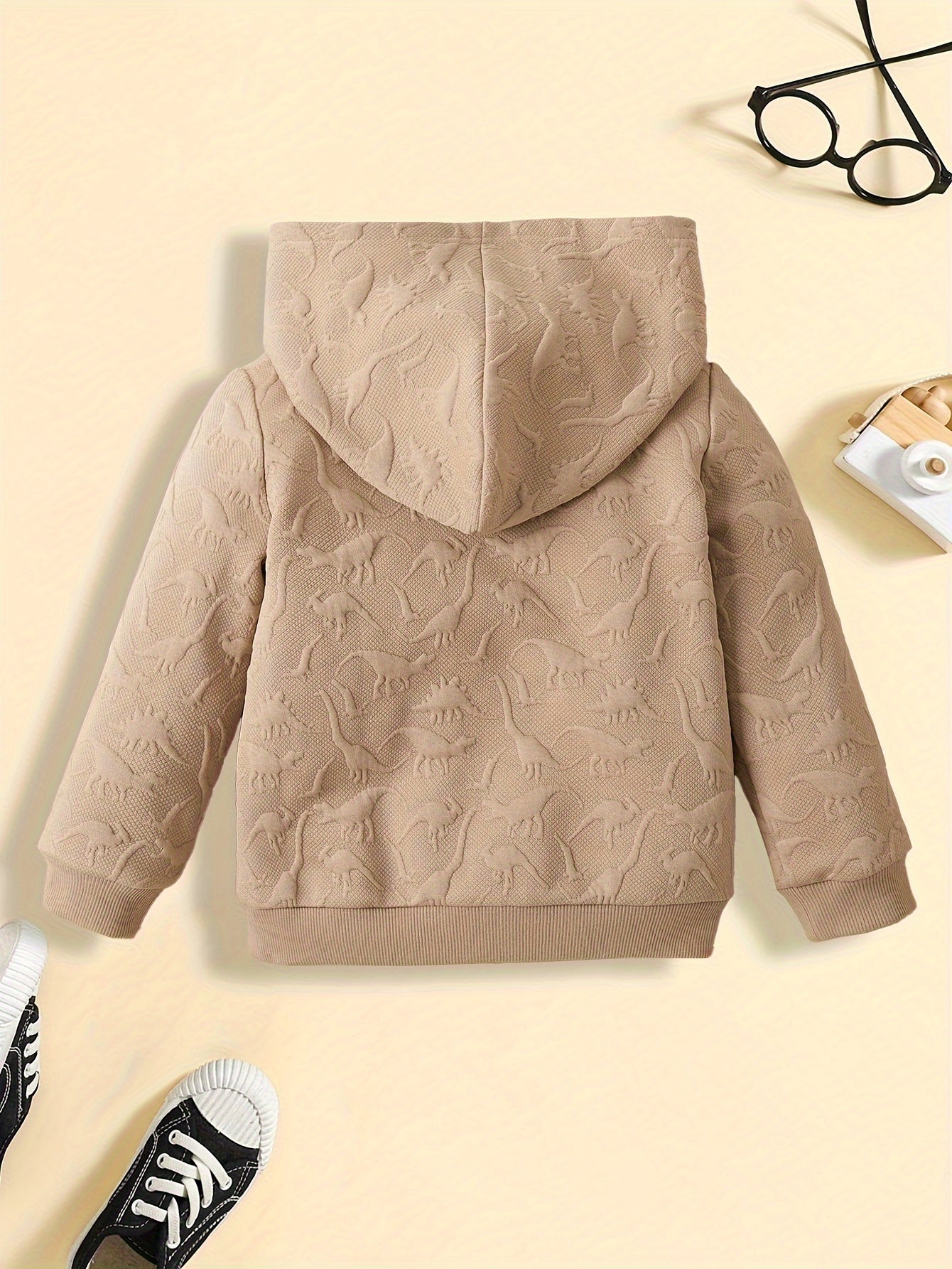 Boys Cool Dinosaur Embossing Long Sleeve Hoodie, Stay Stylish And Cozy Sweatshirt - Perfect Spring Fall Essential For Your Fashionista!