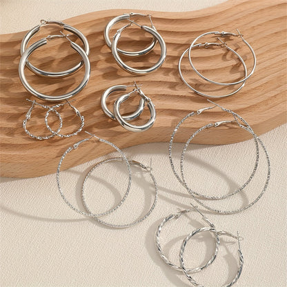 8 Pairs Elegant Hoop Earrings Set - Hypoallergenic Alloy Jewelry with Delicate Simple Style for Daily Wear, Perfect Gifts for Women and Girls