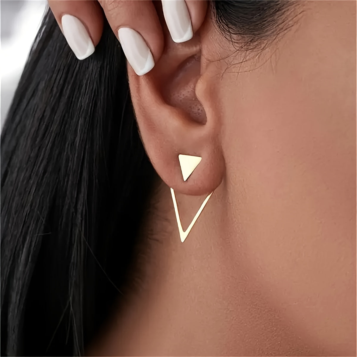 2pcs Chic Minimalist Triangle Design Earrings - Versatile & Trendy, Alloy With Iron Posts, Perfect For Everyday Wear