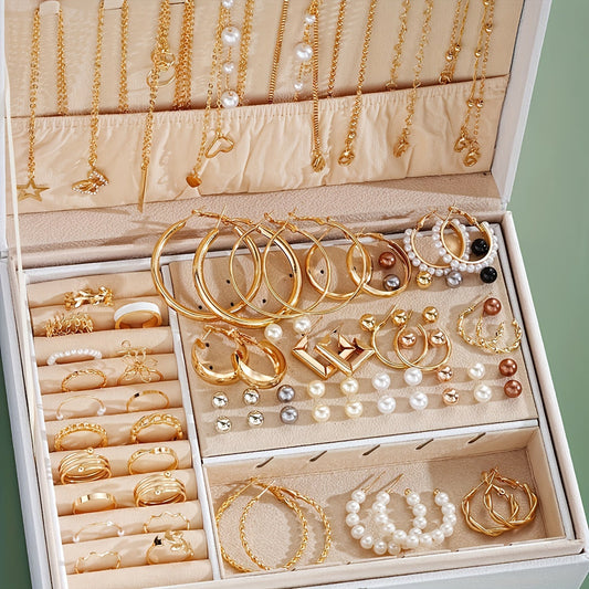 86pcs Chic Jewelry Set, Including Necklaces, Earrings, Rings, Match Daily Outfits Party Accessories Casual Dating Decor (No Box)