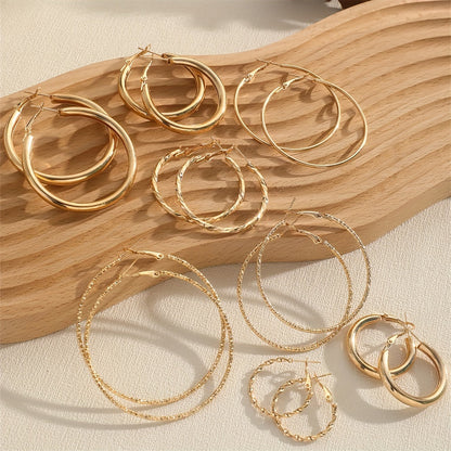 8 Pairs Elegant Hoop Earrings Set - Hypoallergenic Alloy Jewelry with Delicate Simple Style for Daily Wear, Perfect Gifts for Women and Girls