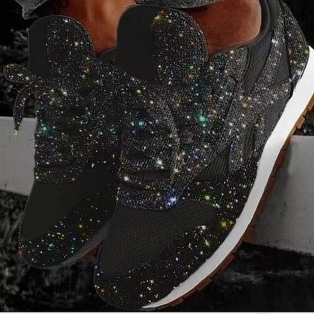 Women's Trainers Athletic Shoes Sneakers Sequins Plus Size Bling Bling Sneakers Outdoor Daily Summer Sequin Platform Flat Heel Round Toe Sporty Classic Casual Tennis Shoes Walking Shoes Mesh Lace-up