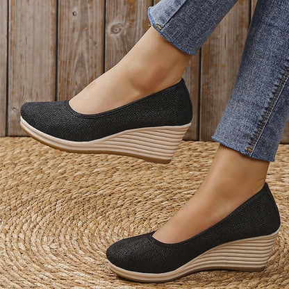 Women's Heels Wedge Heels Espadrilles Comfort Shoes Outdoor Daily Summer Wedge Heel Round Toe Elegant Casual Comfort Canvas Loafer Solid Color White flat Black flat Black