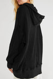 lovwvol - Black Casual Plaid Pocket Hooded Collar Outerwear
