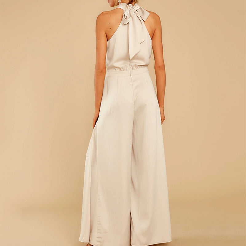 Solid Color Off-shoulder Jumpsuit