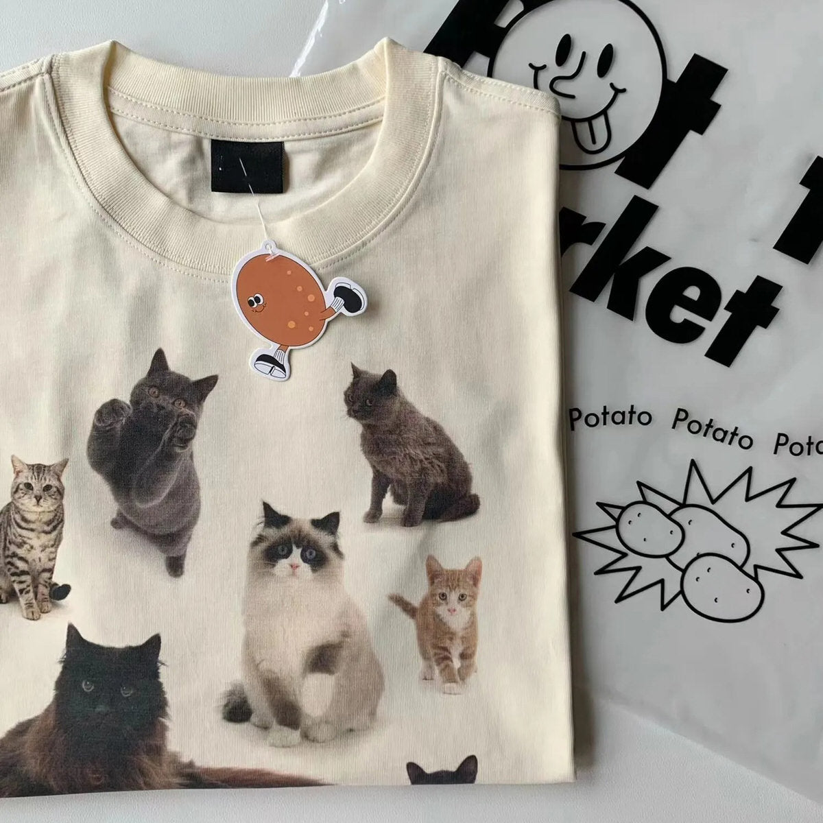 Cat Print Aesthetic T-Shirt