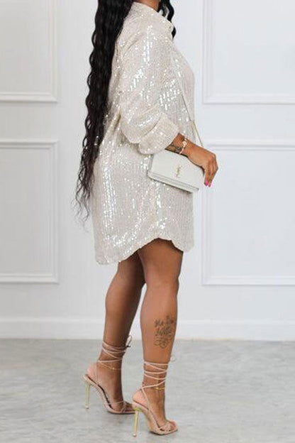 Sequined On-trend Single Breasted Mini Dress