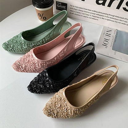 Women's Sandals Wedge Heels Outdoor Beach Summer Wedge Heel Pointed Toe Elegant Casual Minimalism PVC Loafer Solid Color Black Pink Green