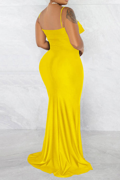 Solid Color Classic High Slipt Maxi Dress