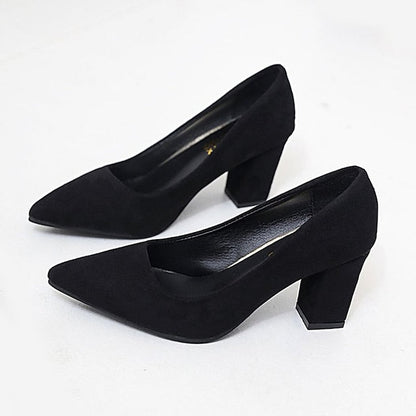 Women's Heels Suede Shoes Sexy Shoes Plus Size Party Outdoor Office Summer High Heel Low Heel Chunky Heel Pointed Toe Elegant Sexy Minimalism Walking Shoes Suede Loafer Solid Colored Black Pink