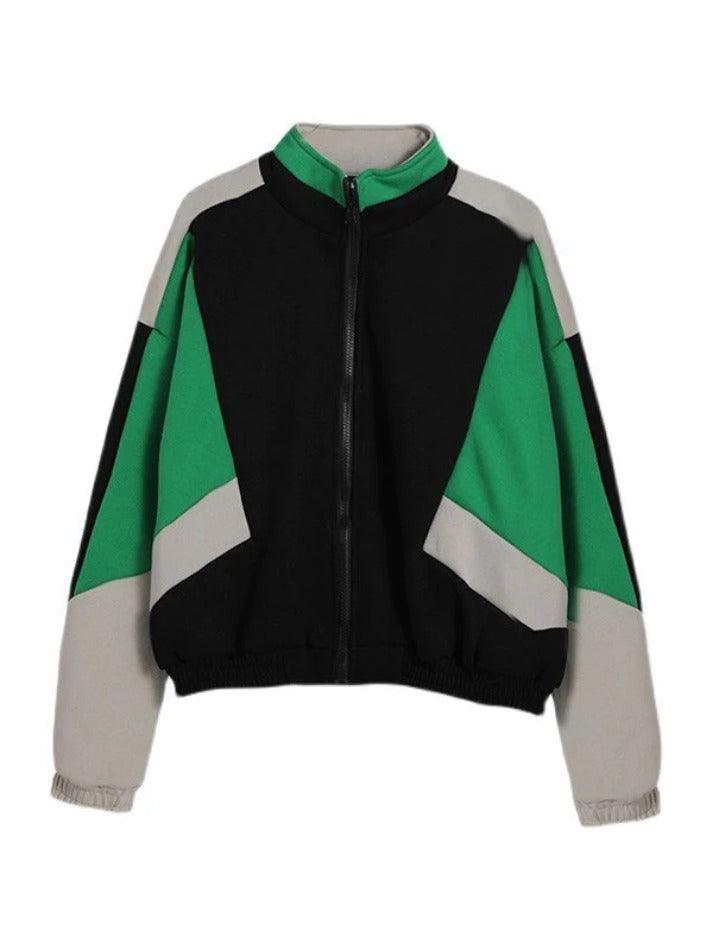 Color Block Zip Up Varsity Jacket