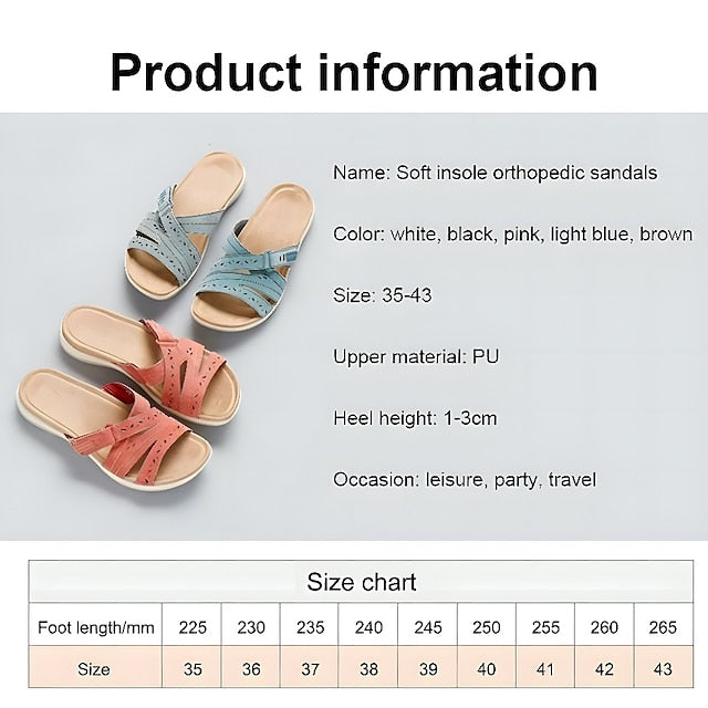 Women's Sandals Slippers Boho Bohemia Beach Flat Sandals Outdoor Slippers Daily Beach Wedge Heel Classic Casual PU Solid Color Black White Pink