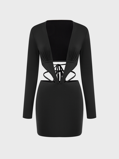 Street Black Cut Out Dress Mini Dress