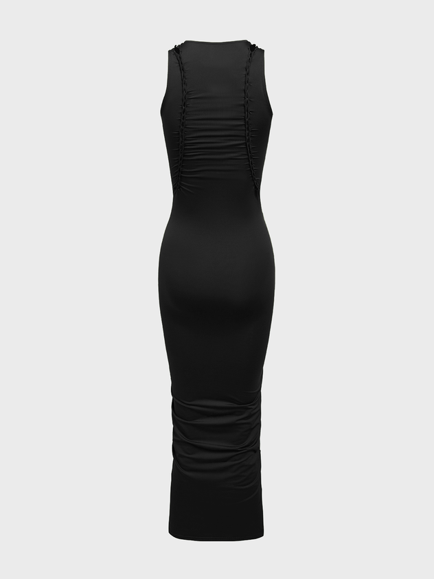 Edgy Black Cut out Dress Midi Dress