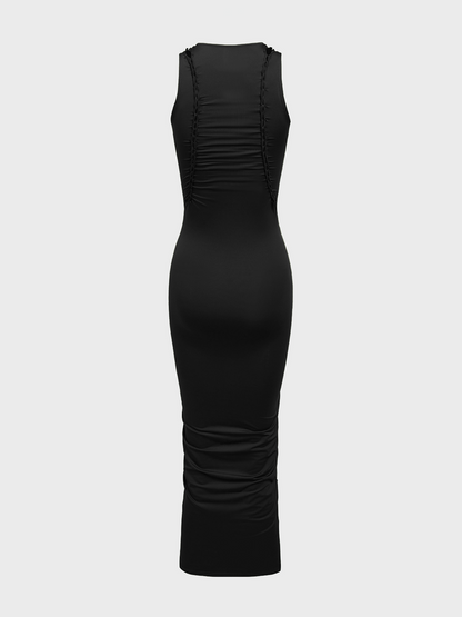 Edgy Black Cut out Dress Midi Dress