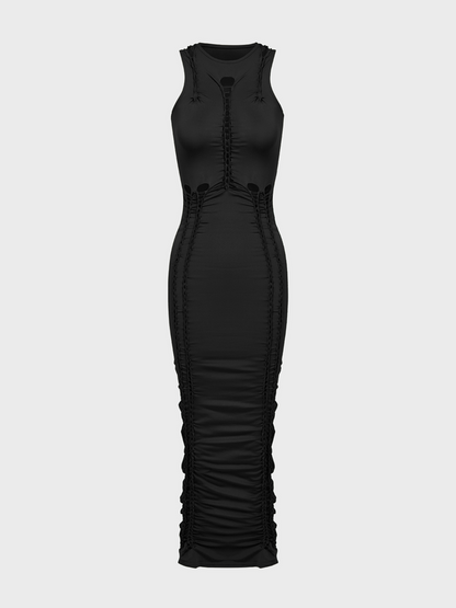 Edgy Black Cut out Dress Midi Dress