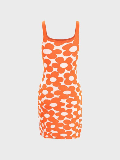 Y2K Sweet Orange Holidays Sleeveless Dress Mini Dress